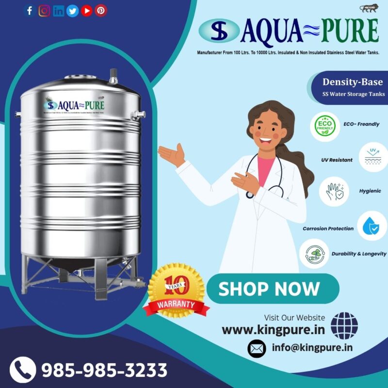 A stainless steel water tank gleaming in the sunlight, representing the Best SS Water Tank for superior durability and purity.